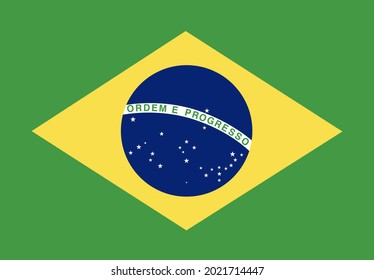 Flag of Brazil.Official proportion  dimension and colors. Vector Illustration