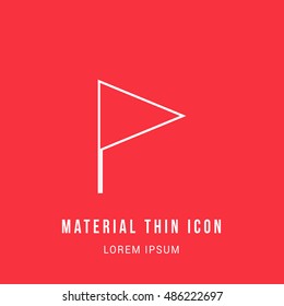 Flag Bright red material designed line thin flat icon / logo