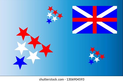 flag of britain on blue background and stars