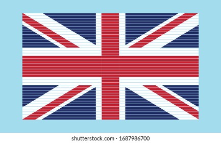 Flag of Britannia vector illustration line art on sky blue background.