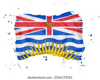 Flagge von British Columbia, Pinselstrich Hintergrund.  Flagge British Columbia of Canada auf weißem Hintergrund. Aquarell für Ihr Design.  EPS10.