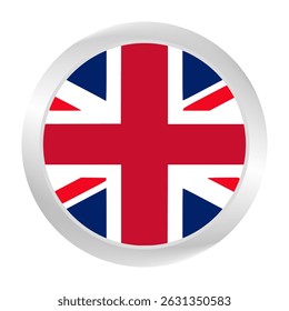 Flag of British (United Kingdom).. Circle flag icon logo. Round flag. Flag icon. Standard color. Digital illustration. Vector illustration.