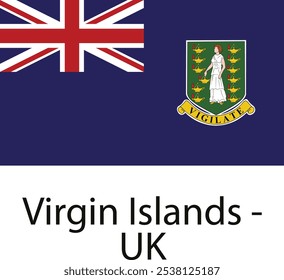 La bandera de las Islas Vírgenes Británicas, con la Union Jack y el escudo de armas del territorio