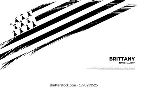 Flag of Brittany country. Happy national day of Brittany background with grunge brush flag illustration