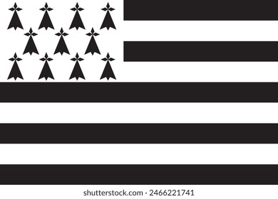 Flag of Brittany province. Vector illustration