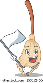 With flag broom behind in the character door