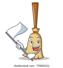 With flag broom character cartoon style