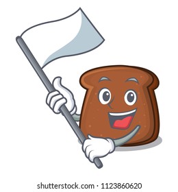 With flag brown bread mascot cartoon