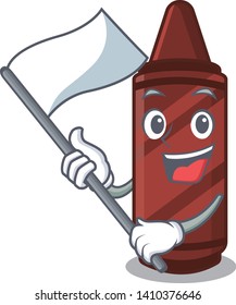 With flag brown crayon in the cartoon shape