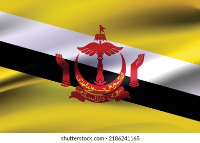 Flag of Brunei and 3d Illustration of a Brunei flag or realistic waving fabric flag