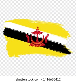 Flag of  Brunei from brush strokes.  Flag Brunei Darussalam on transparent background for your web site design, logo, app, UI. Stock vector. EPS10.
