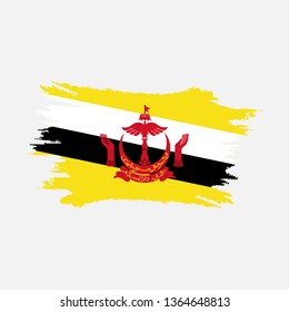 Flag of Brunei Darussalam with brush stroke effect, Brunei flag template design. Vector Eps 10