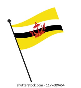 Flag of Brunei Darussalam , Brunei Darussalam flag waving isolated vector illustration