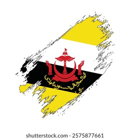 Flag of Brunei Grunge Brush Stroke Style Vector