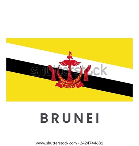 Flag of Brunei isolated on white background.