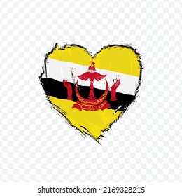 Bandera de Brunéi en pincel de textura de amor con fondo transparente, ilustración vectorial en archivo eps