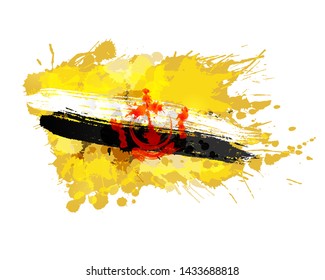 Flag of Brunei made of colorful splashes