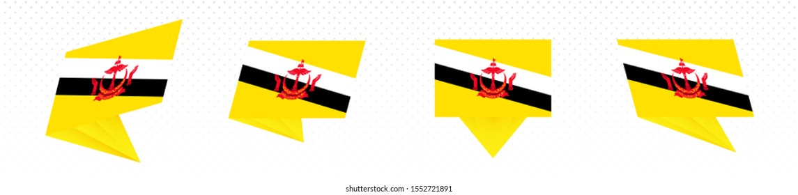 Flag of Brunei in modern abstract design, vector flag set.