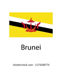 Flag of Brunei with name icon. Official colors and proportion correctly. National  Brunei Flag . Brunei Flag  illustration. National Brunei Flag on white background
