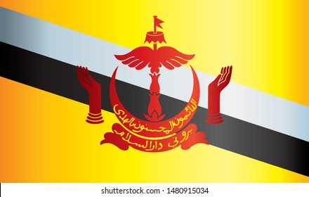 Flag of Brunei, Nation of Brunei, the Abode of Peace. Template for award design, an official document with the flag of Brunei. Bright, colorful vector illustration.