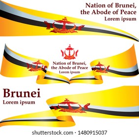 Flag of Brunei, Nation of Brunei, the Abode of Peace. Template for award design, an official document with the flag of Brunei. Bright, colorful vector illustration.