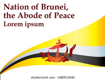 Flag of Brunei, Nation of Brunei, the Abode of Peace. Template for award design, an official document with the flag of Brunei. Bright, colorful vector illustration.