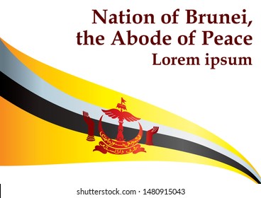 Flag of Brunei, Nation of Brunei, the Abode of Peace. Template for award design, an official document with the flag of Brunei. Bright, colorful vector illustration.