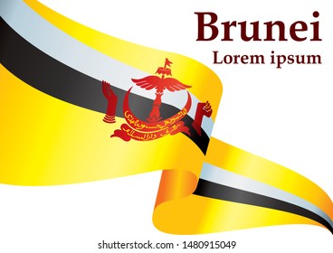 Flag of Brunei, Nation of Brunei, the Abode of Peace. Template for award design, an official document with the flag of Brunei. Bright, colorful vector illustration.