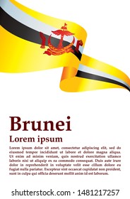 Flag of Brunei, Nation of Brunei, the Abode of Peace. Template for award design, an official document with the flag of Brunei. Bright, colorful vector illustration.