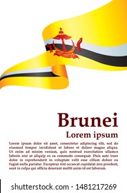 Flag of Brunei, Nation of Brunei, the Abode of Peace. Template for award design, an official document with the flag of Brunei. Bright, colorful vector illustration.