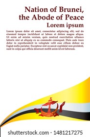 Flag of Brunei, Nation of Brunei, the Abode of Peace. Template for award design, an official document with the flag of Brunei. Bright, colorful vector illustration.