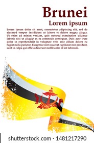 Flag of Brunei, Nation of Brunei, the Abode of Peace. Template for award design, an official document with the flag of Brunei. Bright, colorful vector illustration.