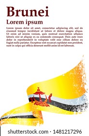 Flag of Brunei, Nation of Brunei, the Abode of Peace. Template for award design, an official document with the flag of Brunei. Bright, colorful vector illustration.