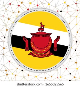Flag of Brunei with a network background. Brunei sign. Cool vector illustration.