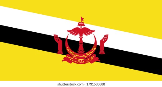 Flag of Brunei. Official colors. Correct proportion. Vector illustration