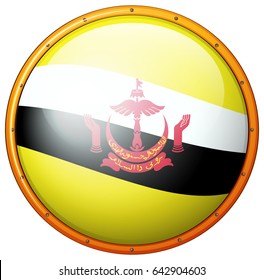 Flag of Brunei on round badge  illustration