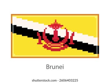 Flag of Brunei. Pixel art style.