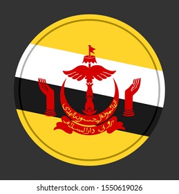 flag of brunei shiny round button