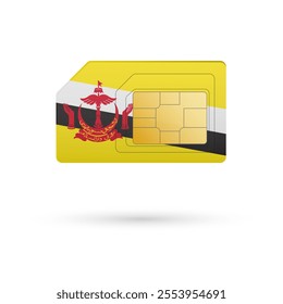 Flag of Brunei. Vector illustration of SIM Card with flag on white background