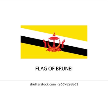 FLAG OF BRUNEI VECTOR, ILLUSTRATION WHITE BACKGROUND TYPOGRAPHY