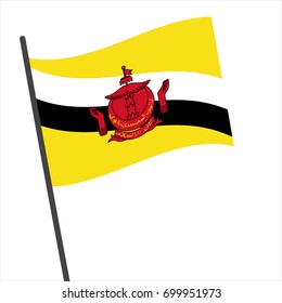 Flag of Brunei , Brunei flag waving isolated vector illustration