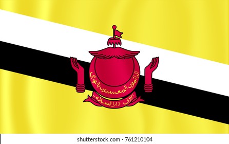 Flag of brunei waving in the wind detail