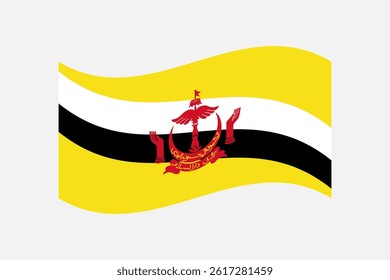 Flag of Brunei. Brunei wavy flag digital vector illustration.