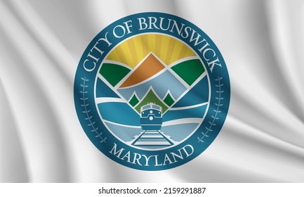 Flag of Brunswick, Maryland, USA. Realistic waving flag of Brunswick vector background.