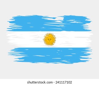 Flag Brush Argentina painted brush colored inks. Symbol Independence Day National Patriotic Travel Country Background Grunge Paint Stock Vector Icon Logo Picture Image Illustration Political