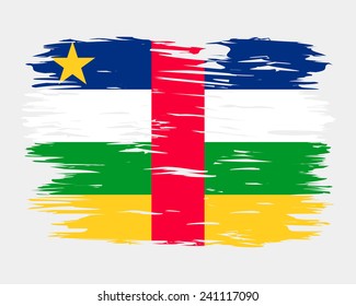 Flag Brush Central African Republic painted brush colored inks. Symbol Independence Day National Patriotic Travel Country Background Grunge Paint Stock Vector Icon Logo Picture Image Illustration
