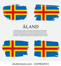 Åland flag brush concept. Flag of Åland grunge style banner background