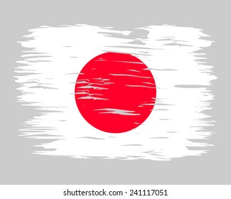 Flag Brush Japan painted brush colored inks. Symbol Independence Day National Patriotic Travel Country Background Grunge Paint Stock Vector Icon Logo Picture Image Illustration Political