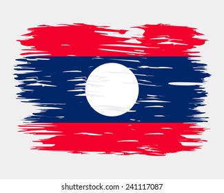 Flag Brush Laos. painted brush colored inks. Symbol Independence Day National Patriotic Travel Country Background Grunge Paint Stock Vector Icon Logo Picture Image Illustration Political