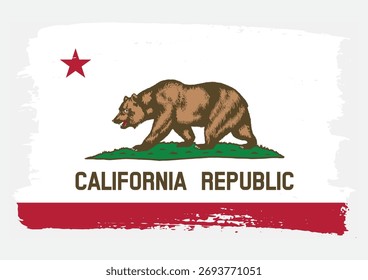 Icono de Vector de textura de pintura de pincel de bandera de California